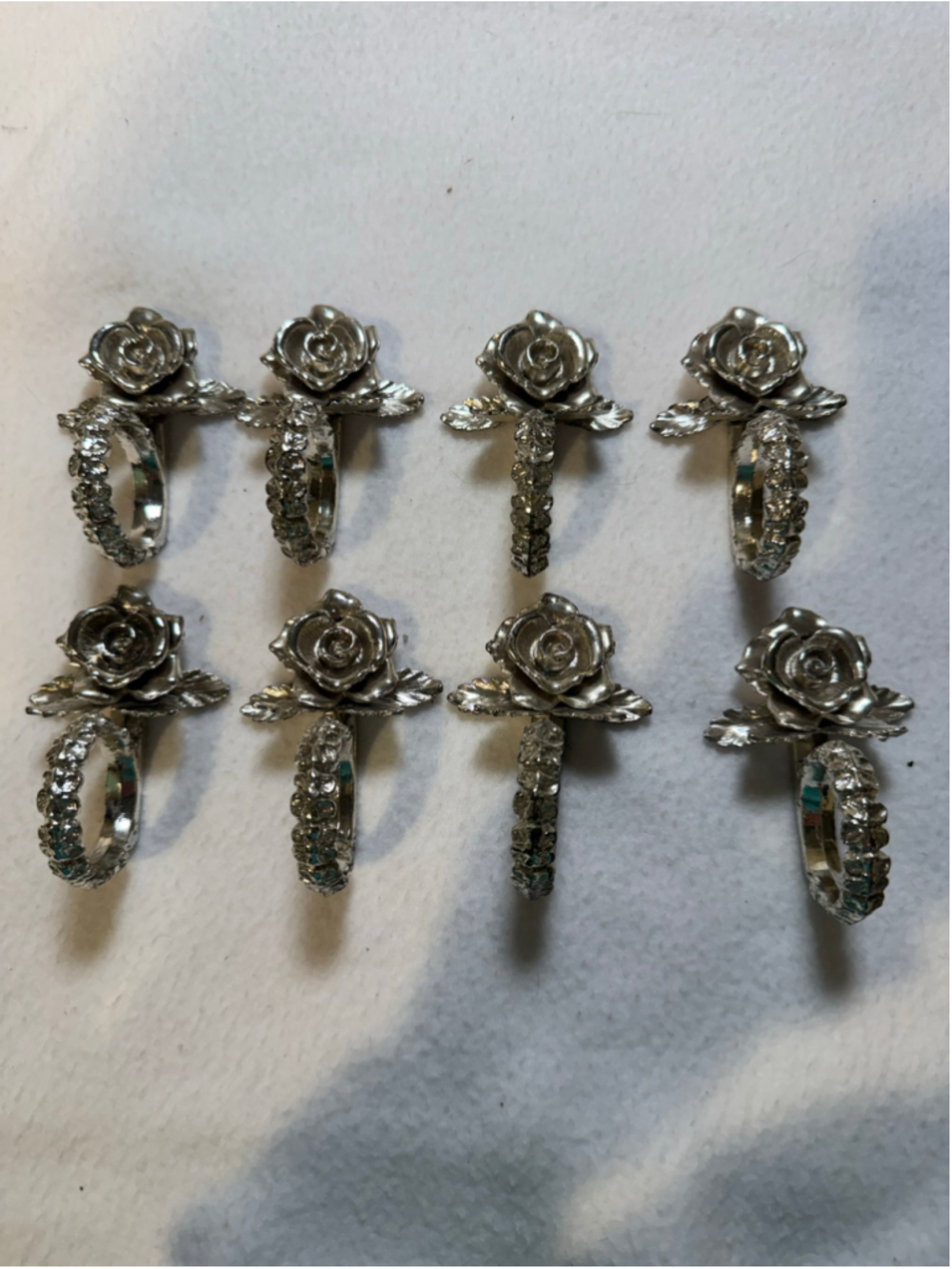 Unbranded Silver Rose Napkin Rings Set of 8